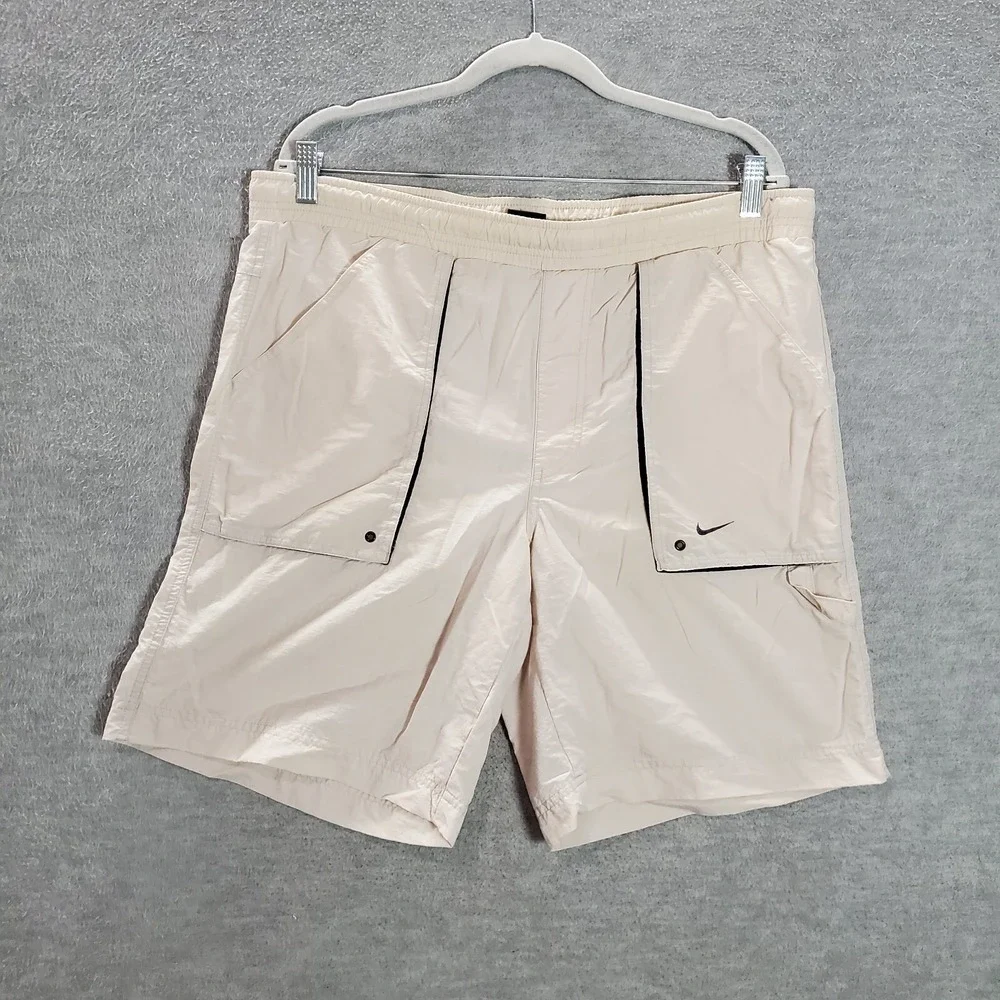 VINTAGE‎ Nike Men Swimwear Small Beige Trunks Ripstop Outdoor Beach Surf Y2K